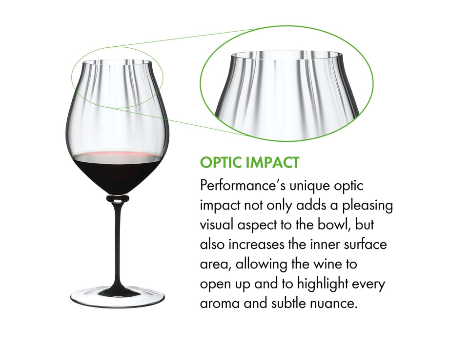 Riedel Fatto A Mano Performance Pinot Noir - Black Stem/Clear Base