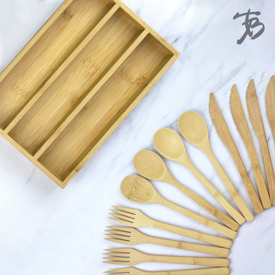 Totally Bamboo 12-Piece Bamboo Flatware Set with Portable Storage Case
