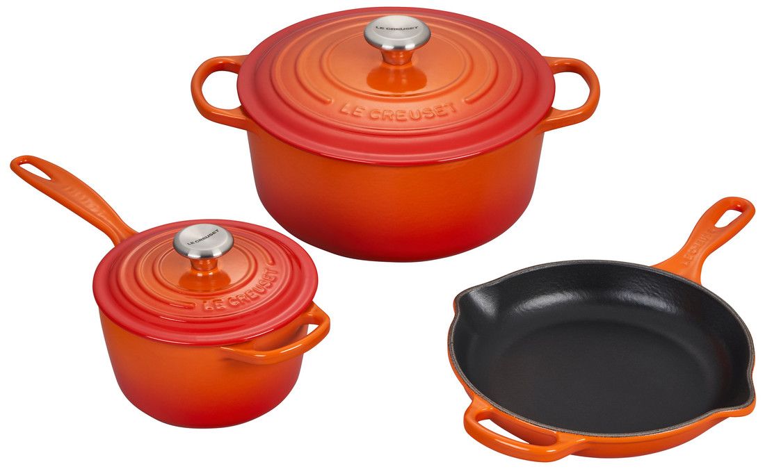 Le Creuset 5 Piece Enameled Cast Iron Signature Set - Flame
