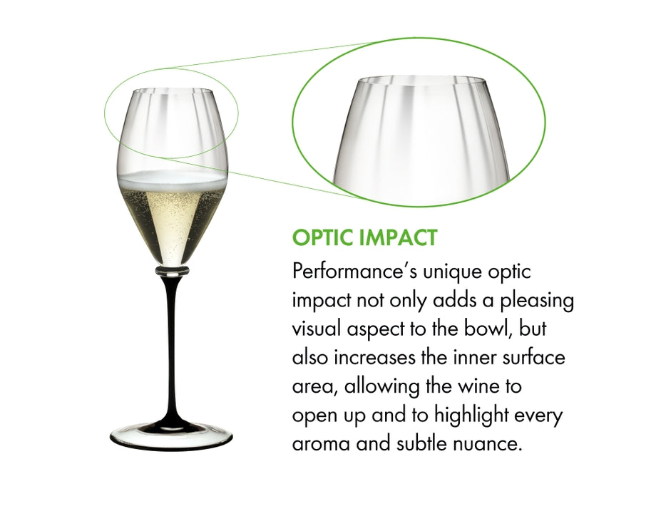 Riedel Fatto A Mano Performance Champagne - Black Stem/Clear Base