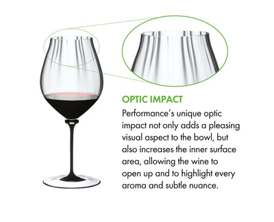 Riedel Fatto A Mano Performance Pinot Noir - Black Stem/Clear Base