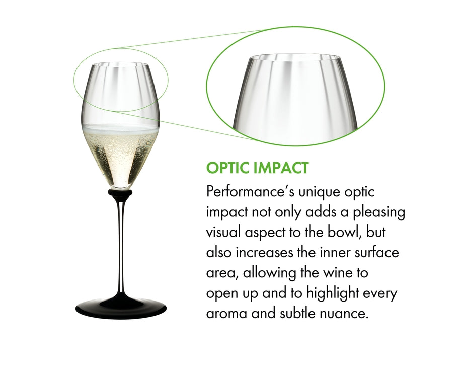 Riedel Fatto A Mano Performance Champagne - Black Base/Clear Stem