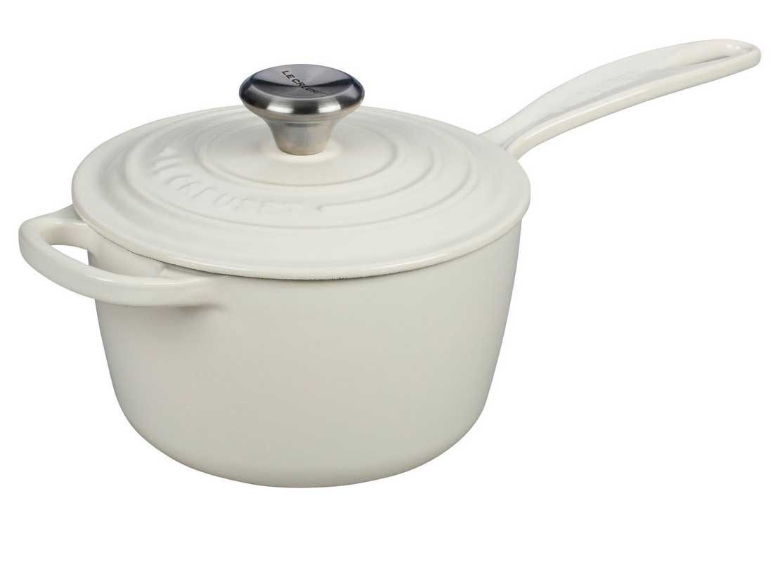Le Creuset 1.75 Quart Enameled Cast Iron Signature Saucepan - White