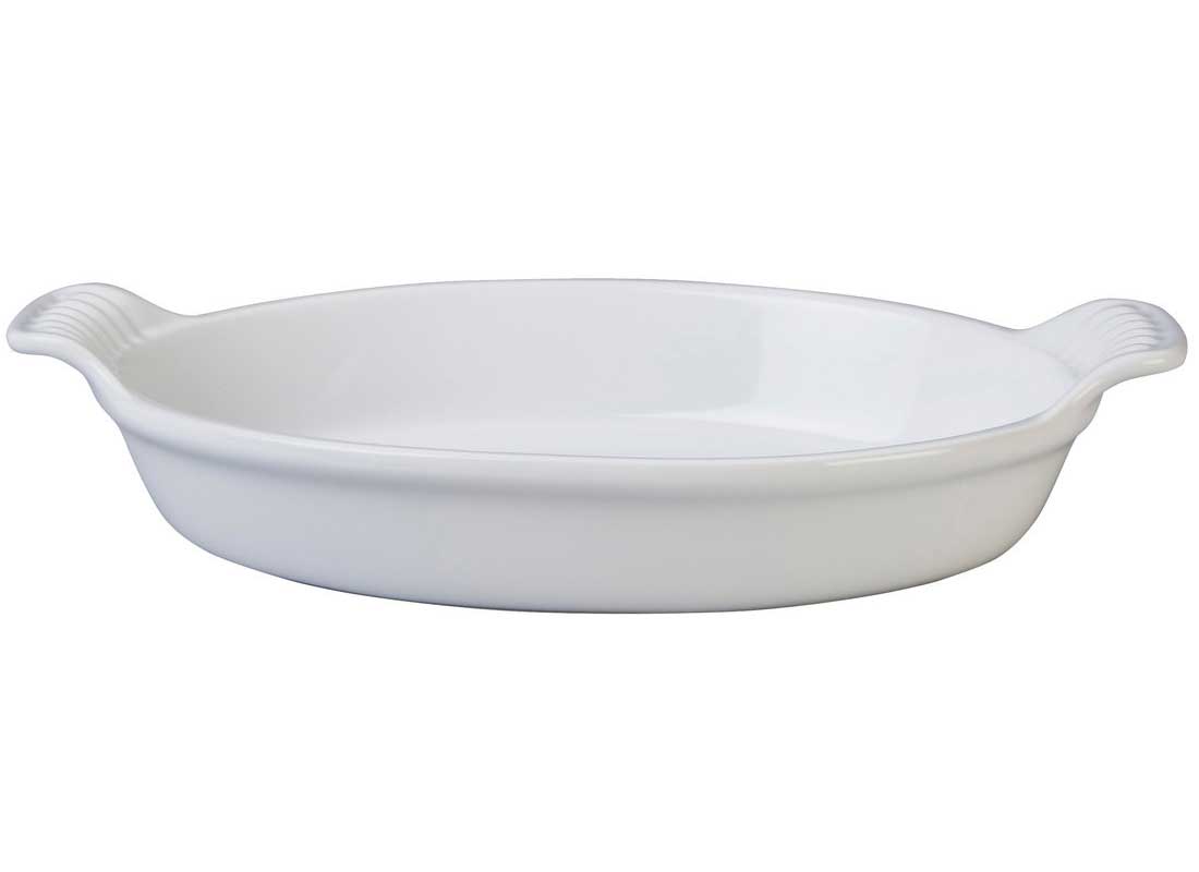 Le Creuset 1 Quart Heritage Stoneware Oval Au Gratin Dish - White