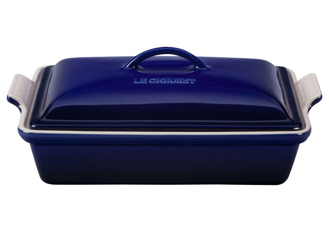 Le Creuset 4 Quart Heritage Covered Rectangular Stoneware Casserole - Indigo
