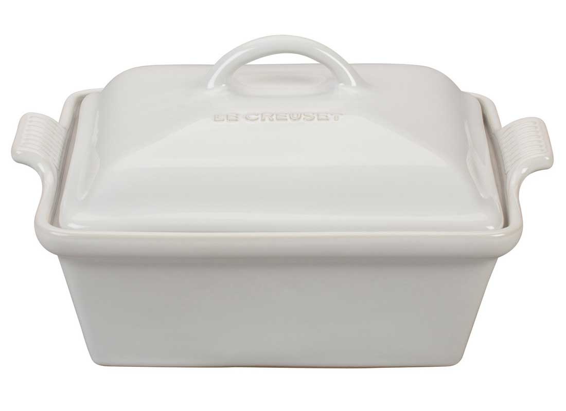 Le Creuset 2.5 Quart Heritage Covered Square Stoneware Casserole - White