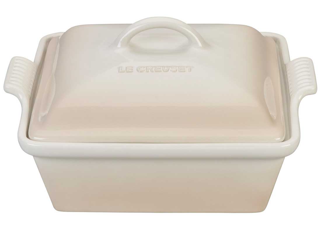 Le Creuset 2.5 Quart Heritage Covered Square Stoneware Casserole - Meringue