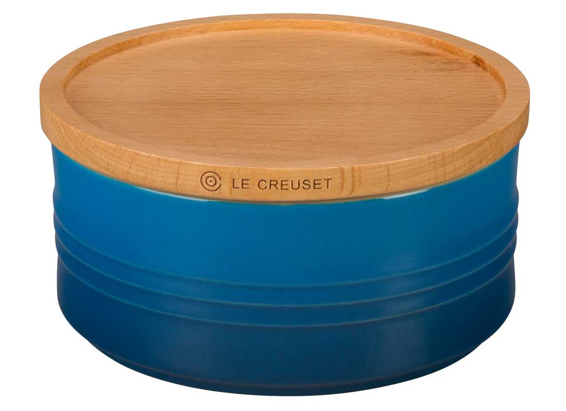 Le Creuset 23 Ounce Stoneware Storage Canister w/Wood Lid