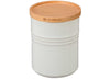 Le Creuset 2.5 Quart Stoneware Storage Canister w/Wood Lid - White