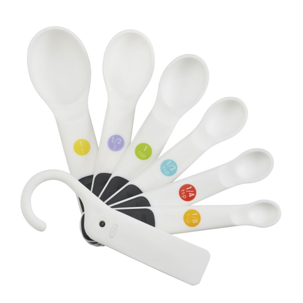 OXO 7-Plastic Measuring Spoons - Snaps - White