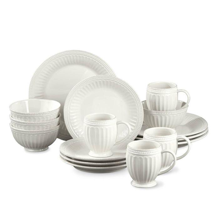 Lenox French Perle Groove 16-Piece Dinnerware Set in White