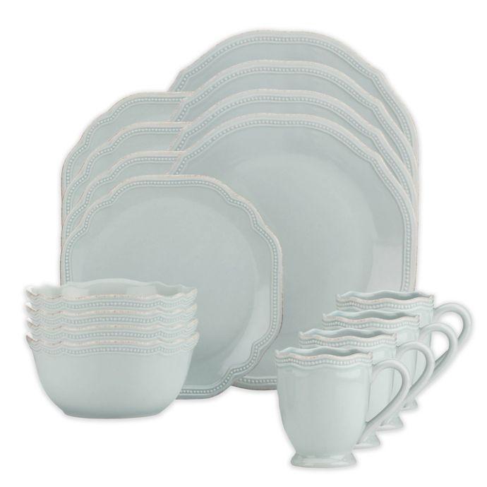 Lenox French Perle Bead 16-Piece Dinnerware Set in Ice Blue