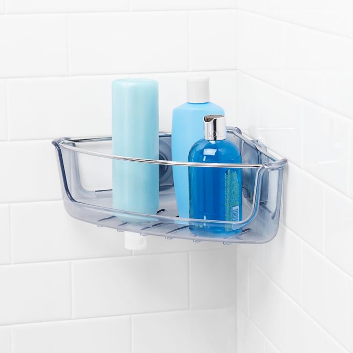 iDesign Plastic Bathroom Suction Holder, Shower Organizer Corner
