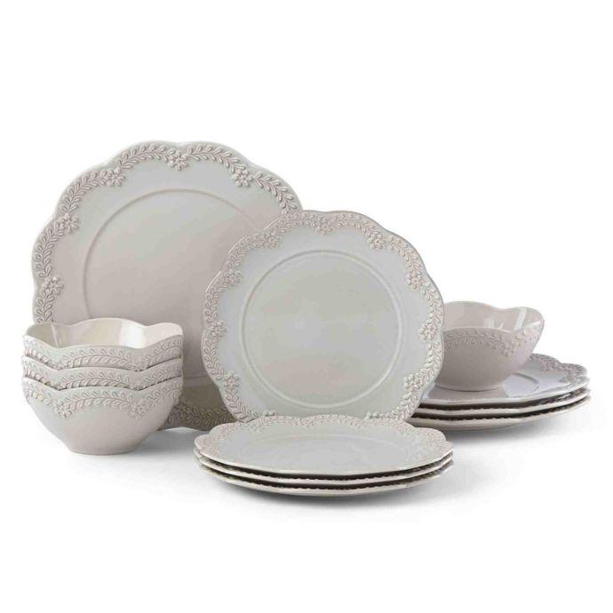 Lenox Chelse Muse Floral Grey 12-Piece Dinnerware Set