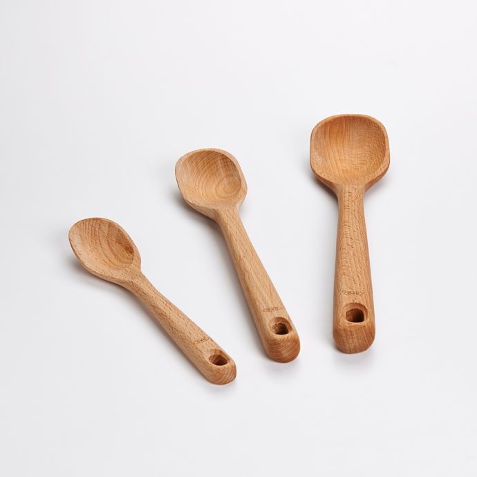 New OXO Set of 3 Beech Wood Wooden Spoon Cooking and Serving Set