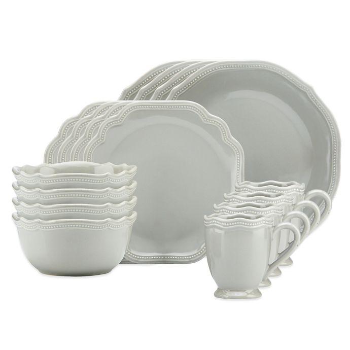 Lenox French Perle Bead 16-Piece Dinnerware Set in Grey