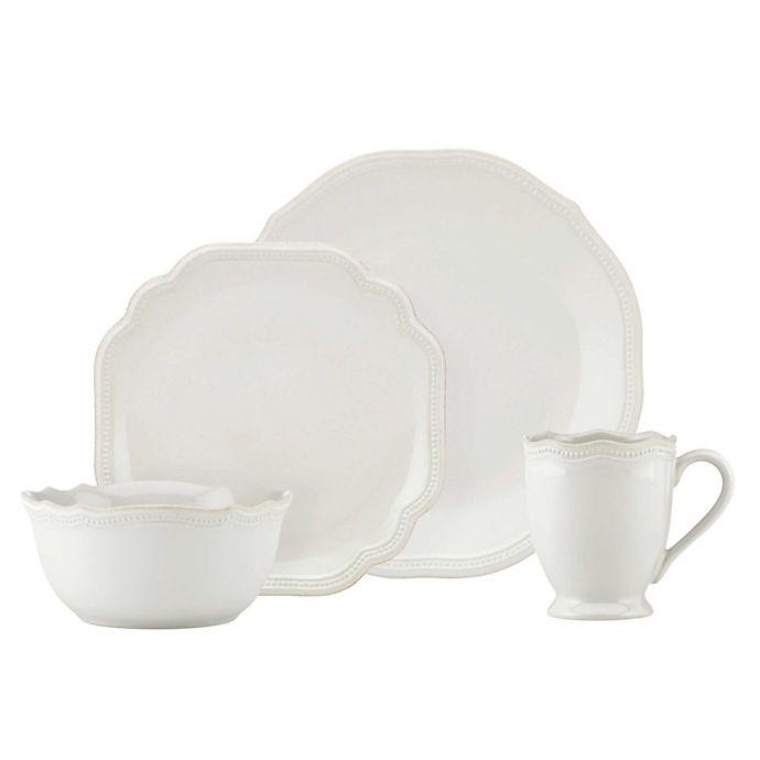 Lenox French Perle Bead 16-Piece Dinnerware Set in White