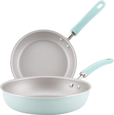 Rachael Ray Create Delicious 2 Piece Nonstick Skillet Set, Light Blue Shimmer