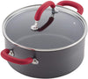 Rachael Ray Create Delicious Hard Anodized Nonstick Cookware Pots and Pans Set, 11 Piece, Gray with Red Handles