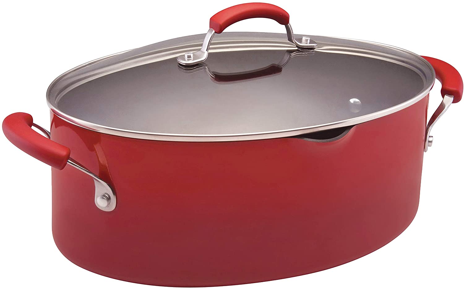 Rachael Ray Brights Nonstick Pasta Stock Pot with Lid and Spout, 8 Quart, Red Gradient