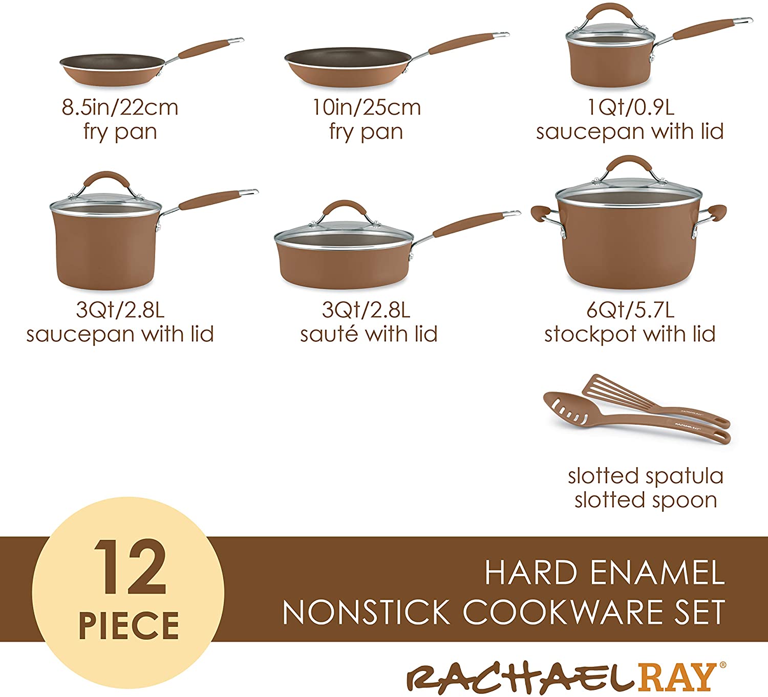 Rachael Ray 10-Piece Kitchen NonStick Hard Enamel Cookware Set