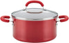 Rachael Ray Create Delicious Nonstick Stock Pot/Stockpot with Lid - 6 Quart, Red Shimmer