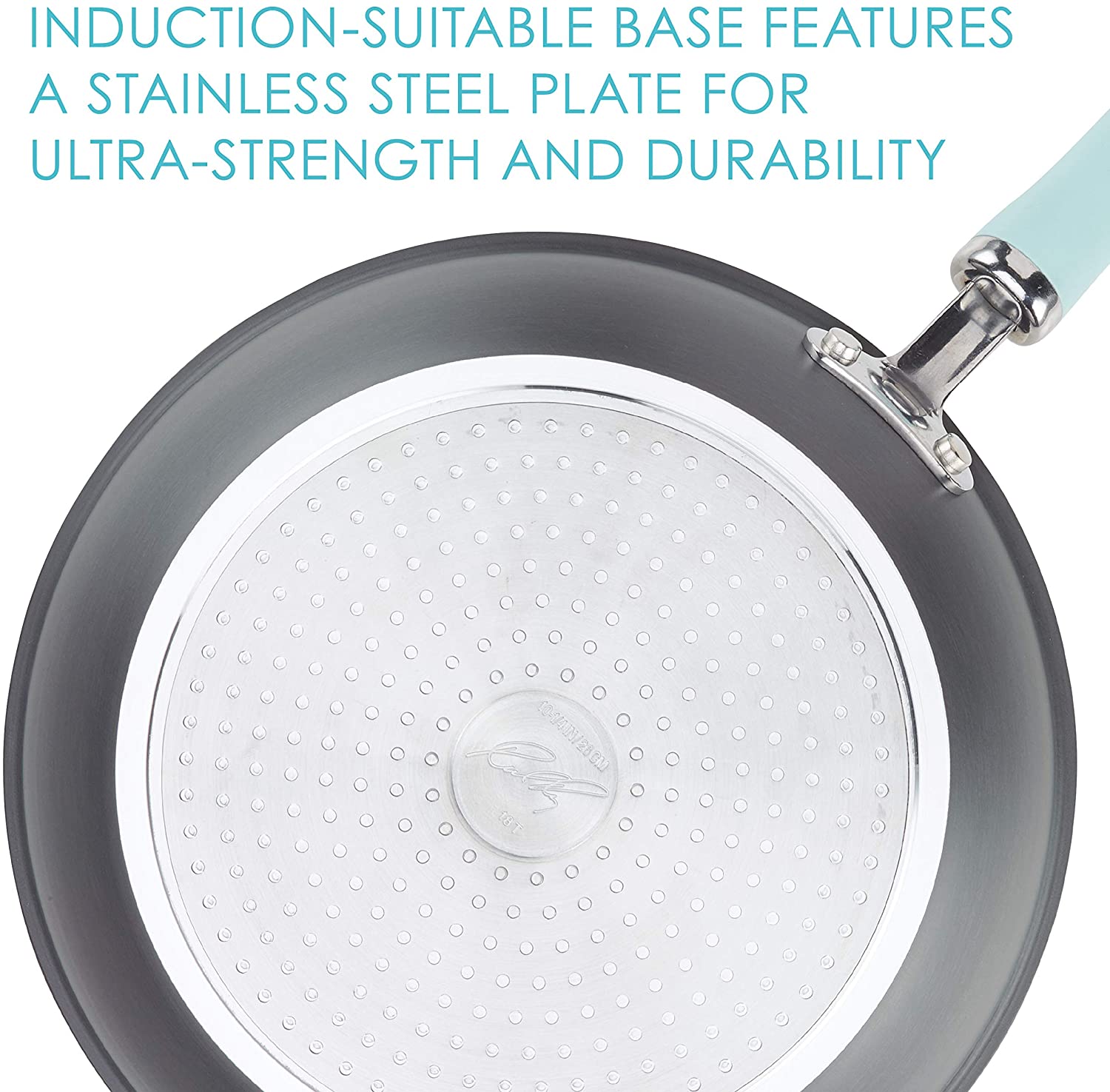 Rachael Ray Create Delicious Hard Anodized Nonstick Cookware Pots and Pans Set, 11 Piece, Gray with Light Blue Handles