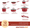 Rachael Ray Cucina 12 Piece Nonstick Cookware Set, Cranberry Red