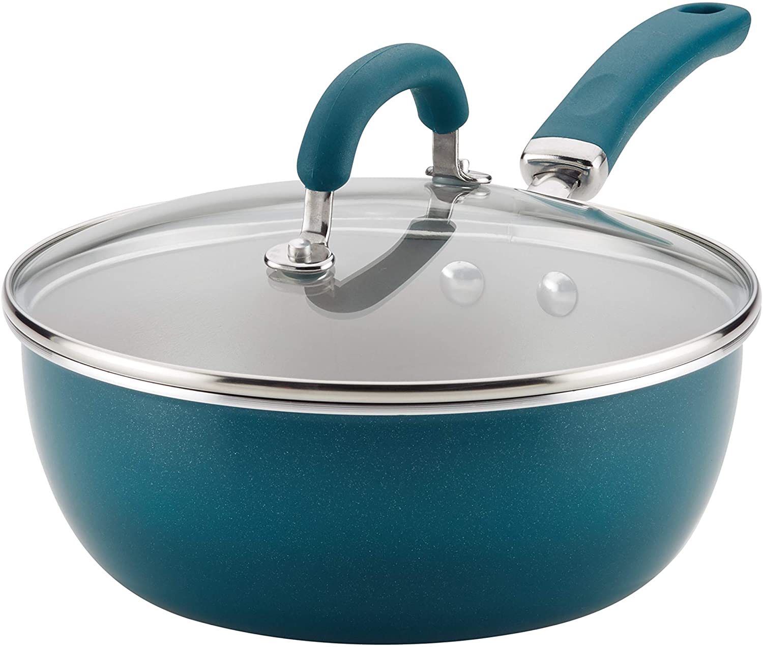 Rachael Ray Create Delicious Nonstick Fry Saute Purpose Pan with Lid, 3 Quart, Teal Shimmer