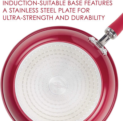 Rachael Ray Create Delicious 9.5 Inch Nonstick Deep Fry Pan, Red Shimmer
