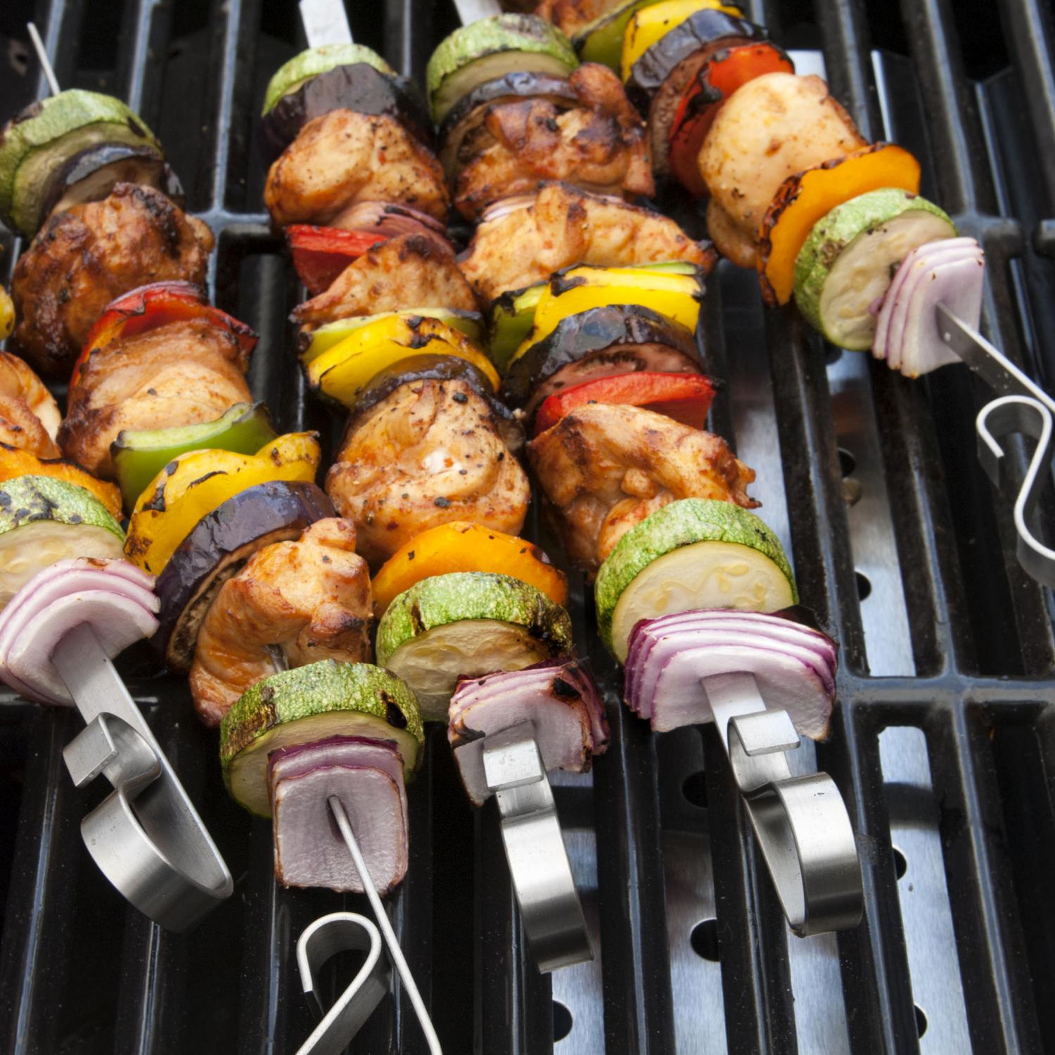 Charcoal Companion 12-Inch Stainless Steel Flat BBQ Skewers - Set Of 6