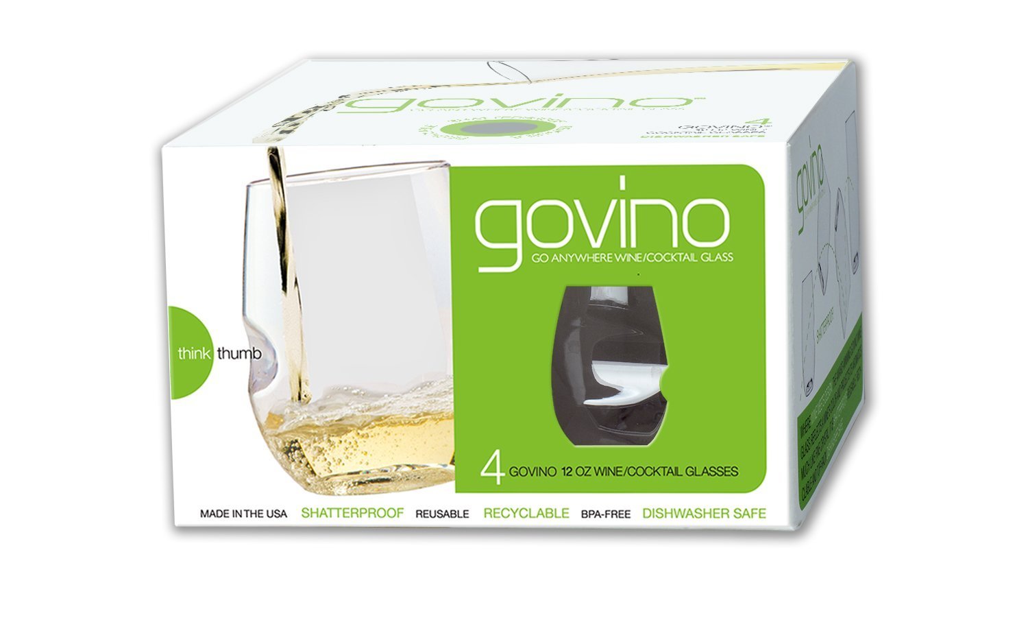 Govino Top Rack Series Unbreakable Cocktail Glasses, Dishwasher Safe, Set of 4