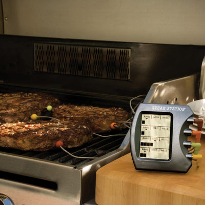 Charcoal Companion Steak Station Digital Meat Thermometer With Four Probes