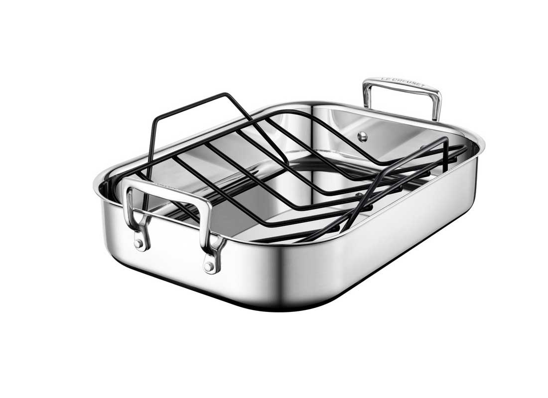 Le Creuset Small Stainless Steel Roasting Pan w/Nonstick Rack