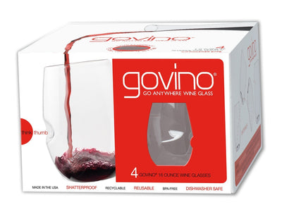 GoVino Top Rack Series Unbreakable Stemless Glasses, Dishwasher Safe, Set of 4