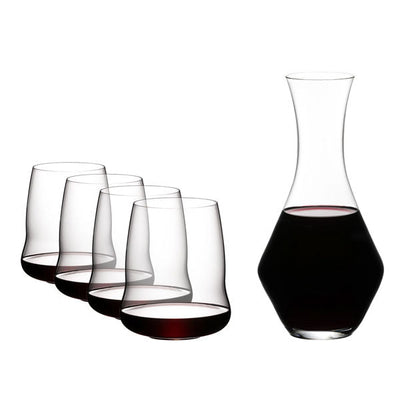 Riedel Winewings Cabernet Stemless Wine Glasses Set of 4 + Merlot Deca